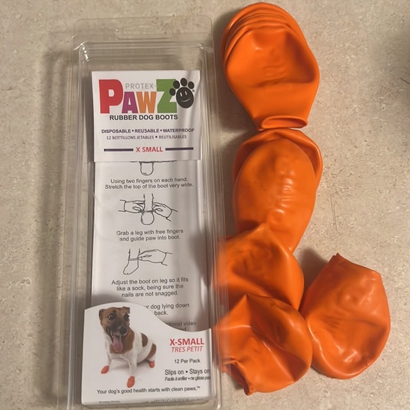 Pawz dog XS waterproof boots in orange - Picture 2 of 5